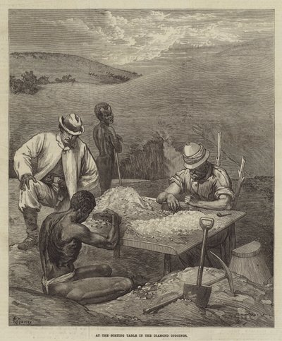 At the Sorting Table in the Diamond Diggings by Felix Regamey
